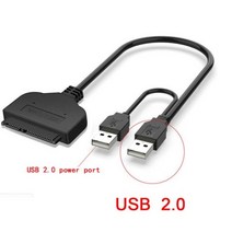 고속 SATA-USB 3.0 2.0 케이블 어댑터 Windows 7/2.0 용 USB 8/10 전원 공급 장치 포트 2.5 인치 하드 디스크 HDD/SSD 용, 15cm SATA Cable_USB 2.0 with 2