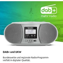 TechniSat DIGITRADIO 1990 - DAB+/FM 라디오 및 CD 플레이어가 있는 스테레오 붐박스(Bluetooth 오디오 스트리밍 헤드폰 잭 USB AUX 입력 충전 기능 시계 2 x 1.5와트 출력 전원) 은색-25217, 비비&티나