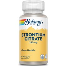 솔라레이 스트론튬 구연산염 250 mg 건강한 뼈와 치아 지원 부드러운 소화 향상된 흡수 식물성 캡슐 60개, 기본