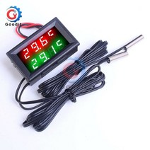 미니 dc 4v-28v 0.28 인치 led 듀얼 디스플레이 디지털 온도계 승ntc 방수 금속 프로브 실내 온도 센서 테스터, 빨강 초록