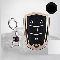 아연 합금 + 빛나는 자동차 원격 키 케이스 커버 캐딜락 ESV 에스컬레이드 CTS XTS SRX ATS 2015 CT5 XT5, 02 4button  Gold