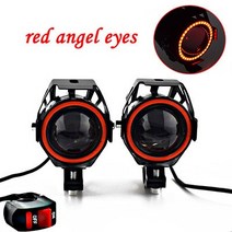 해외 Moto rcycle 작업 헤드 라이트 12v125w 6000k 다채로운 천사 눈 램프 LED 모토 스팟 운전 안강아지 방, 04 red angel eyes
