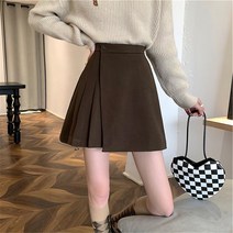 주름치마 여성스커트 플리츠미니스커트 뚱뚱한 자매 대형 모직 주름 치마 불규칙한 틈새 배 모양 그림 봄과 가을 2023 새로운 치마 여성