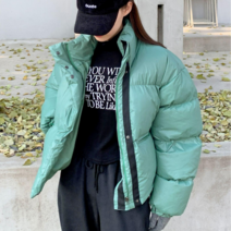나니까 여성 하이넥 크롭 숏 패딩 점퍼 겨울 유광패딩 겨울