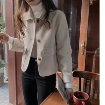 캐시미어코트 떡뽁이 여성트렌치 핸드메이드 작은 모직 재킷 여성 가을 겨울 짧은 코트 한국 스타일 복고