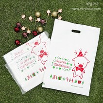(당일발송) 비닐모아 크리스마스 루돌프 링봉투 비닐백 HDPE 비닐 손잡이봉투 산타 비닐쇼핑백 선물봉투 50장, 36x52 (1000장)