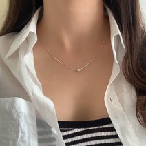 925실버 스네이크 뱀줄 심플한 데일리 기본 여자 은 볼 목걸이