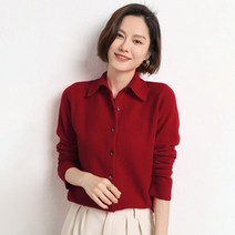 디커스텀 여성용 단추 카라 니트 티셔츠