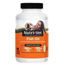 개를 위한 nutri-vet 생선 기름 보충제 | 피부와 코트 오메가 3 보충 | 개 건성 피부 앰프 개 털갈이 ​​지원 | 100 카운트 소프트젤