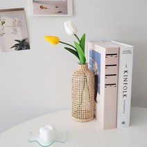 슬림 라인 라탄 유리 조화 인테리어 화병 꽃병 오브제 케인 3size