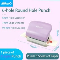 코일링 스프링 와이어링 제본기 사무용 가정용 KWtriO 6 홀 펀치 노트북 원형 구멍 표준 기계 플래너 A4 A5 B5 스크랩북 바인딩 링용 종이 펀처, 옵션01 6, 옵션04 Purple Punch-1pcs