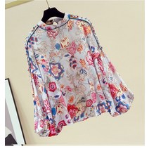 여성 블라우스 셔츠 남방 긴소매 꽃무늬 화려한