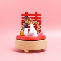 신혼 부부 오르골 회전 우드 결혼 생일선물 커플 기념일, 멘델스존웨딩행진곡