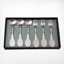 전통 백동연꽃문양 티스푼3P/티포크3P 종합세트, 단품, 단품