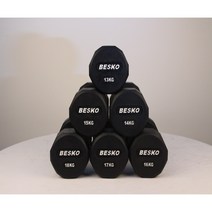 베스코 12각 덤벨 아령 PEV 3kg - 20kg 홈트 홈짐 가정용 클럽용 헬스장