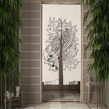 중문커튼 방풍 비닐 커튼 자석형 방한문 중문일본 우키요-전자 도어 커튼 잉어 크레인 출입구 벚꽃 리넨 장, 14 CTS00055_02 70x120cm