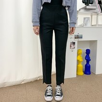 티데일리 소올 블랙 밴딩 슬랙스 여성용 캐주얼 일자핏 팬츠