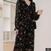 가바바 여성 원피스 여리여리한 분위기를 주는 스모크밴딩 플라워 쉬폰 롱원피스 G49574