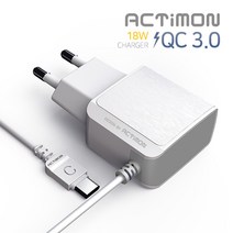 엑티몬 C타입 18W 퀵차지3.0 일체형 고속 충전기(갤럭시 S8 S9 S10 S20 S21 노트8 노트9 노트10 노트20 플러스 울트라-군부대 반입가능o 군부대 택배수령x), 화이트