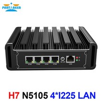 소형 팬리스 미니 PC 4 인텔 2.5G LAN 셀러론 J4125 2.5GbE I225-V 라우터 서버 ESXI HD-MI pfSense 방화벽 어플 라 이언 스, [01] No Ram No Storage, [02] H7-B Celeron N5105, [01] 미국