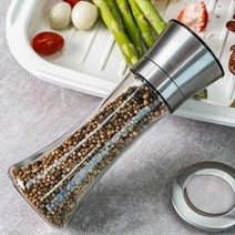 비모던 1+1 스텐 그라인더 통후추 소금 깨갈이 유리 입자조절 그라인더, 2개, 190ml