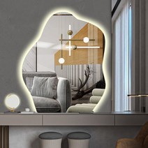 비정형 걸이형 노프레임 미드센추리 상반신 거울, 빛나는 50*70