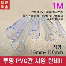 PVC 파이프 배관 커버 자재 수도 호스 관 각관 규격 PB PE 투명 플라스틱 산업용, 외경20mm(PC 두께1.5mm)1M