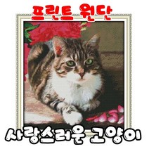 꼬맹이네십자수 프린트원단 3D사랑스러운 고양이 14ct원단용 D321