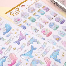 [아이디몬] 에폭시 스티커 6종 감성 다이어리 다꾸 폰꾸 데코 꾸미기 투명 글리터 반짝이, 옥탑방고양이