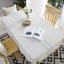 사각 린넨 자수 캠핑 레이스 방수 테이블보 2 4 6인용 식탁보, 파스텔 나뭇잎, 140x180