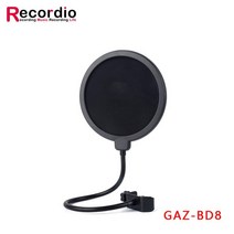 리플렉션필터 방송용방음부스 음악프로듀싱 gaz-bf8 studio 전문 구즈넥 더블 레이어 마이크 마이크용 마이크 팝 필터, 검은 색