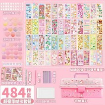 다이어리 꾸미기 열쇠고리 아크릴 고리 DIY 스티커 수납함 선물 세트, 484종 세트