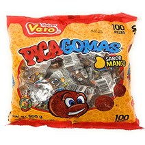 Vero Pica Gomas Chili Flavor Gummy Mexican Candy 100 Pieces 1 LB 5.15 OZ (Mango) 베로 피카 고 마스 칠리 맛 구미, 1