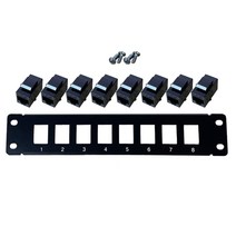 8 포트 스트레이트 스루 CAT5E 패치 패널 RJ45 네트워크 케이블 어댑터 키스톤 잭, 검은색