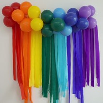 생일 스트리머 포토존 DIY 장식 가랜드 2종 풍선 꾸미기 파티 커튼 홈파티, 레인보우