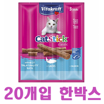 비타크래프트 비타캣스틱 연어 3px20개 고양이간식, 캣스틱 연어&오메가3 3p x 20개