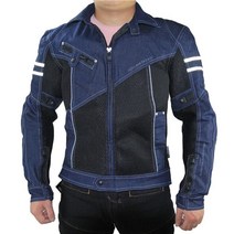 오토바이 자켓 클래식 komine jk-006 레이싱 오프로드 팔꿈치 및 등 보호 기능이있는 데님 메쉬 레이싱 슈트, 푸른, xxl