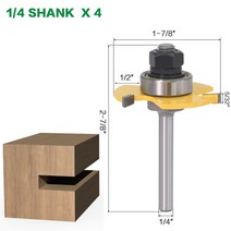 루터비트 목공 라우터 트리머 날1개 8mm 생크 1/4 인치 6mm 1/2 12mm 그루브 조인트 어셈블리 라우터 비트, 02 6.35mmX4