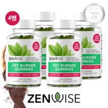 [4병] 젠와이즈헬스 팻번 구미 녹차 추출물 가르시니아 그린 커피빈 60정 무설탕 젤리