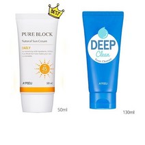어퓨 퓨어 블록 내추럴 데일리선크림+딥클린폼클렌저1