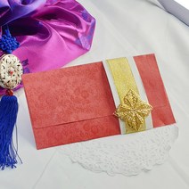 명절 새해 금색 별 수제 두꺼운 종이봉투 용돈 레드