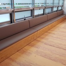 전북 전주 카페 음식점 고깃집 붙박이의자제작 국내제작, 짙은 프레임, DS 504(라이트브라운)