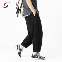새로운 남성 카고 바지 남성 패치 워크 빅 포켓 캐주얼 미드 웨이스트 루즈 핏 바지