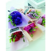 향기가득 카네이션 비누꽃다발 (3송이+포장+플라워박스), 레드