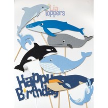 고래단품) 대왕고래 돌고래 토퍼 키즈 생일 케이크 미니 파티 데코픽, 향유고래