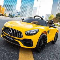 [여름특가] 신규출시 톨스토이 벤츠 AMG GT 2인승 유아전동차 작지만 강한 쌍둥이 자동차 선물, 노랑