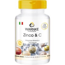 Warnke vital substances Zicko e 비타미나 C- 비타미나 C 300mg- 아연 5mg -100 캡슐 | Warnke 생명 물질, 3개
