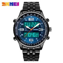 SKMEI Luxury Men Military Watches Outdoor Diving Full Steel Sports Digital LED Quartz Wristwatches R