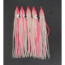 푸른바다피싱 야광 꼴뚜기루어 5.5cm 8cm 12cm 소형 대형 야광 꼴뚜기웜 꼴뚜기채비 5개입, 분홍줄무늬