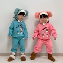러브베베샵 겨울 유아 아동 새싹 기모 맨투맨 상하복 세트